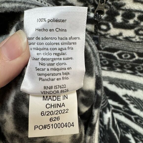 Eddie Bauer Sweater Womens Small Black White Southwest Geometric 1/4 Zip Fleece - Picture 6 of 6